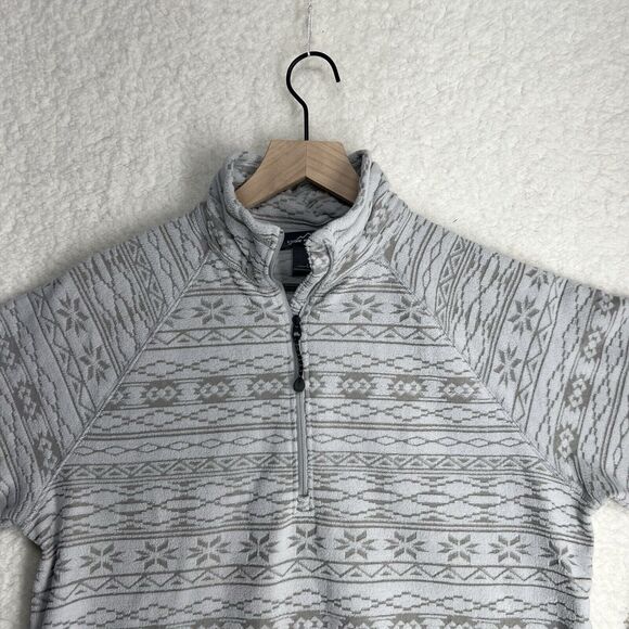 EDDIE BAUER Womens Aztec Southwest Pattern Quarter Zip Fleece Pullover Size L - Picture 2 of 9